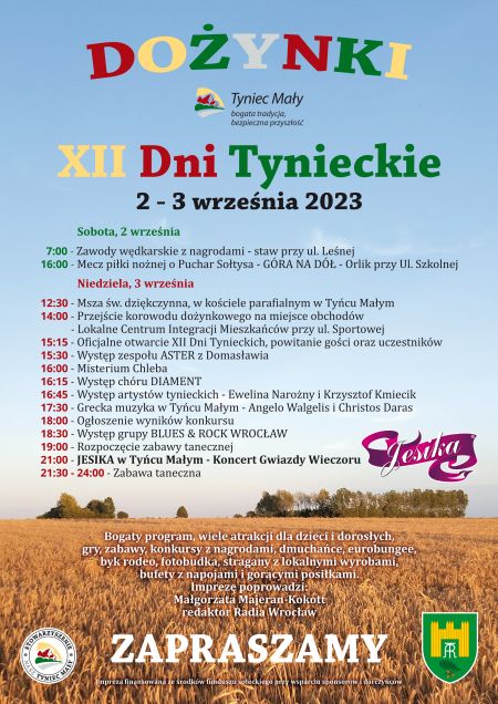 Plakat dożynek tynieckich w 2023r