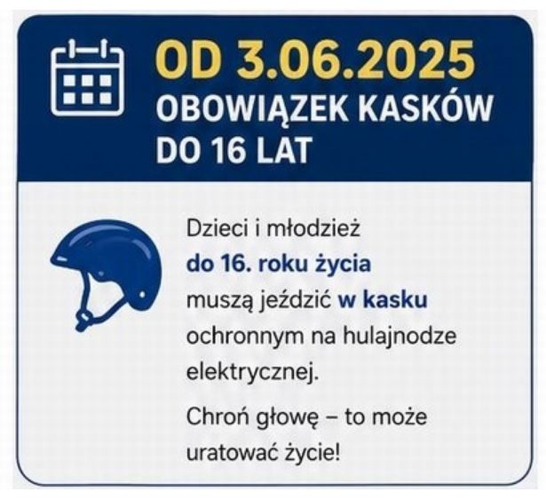 Grafika z informacją o nowych zasadach używania hulajnóg